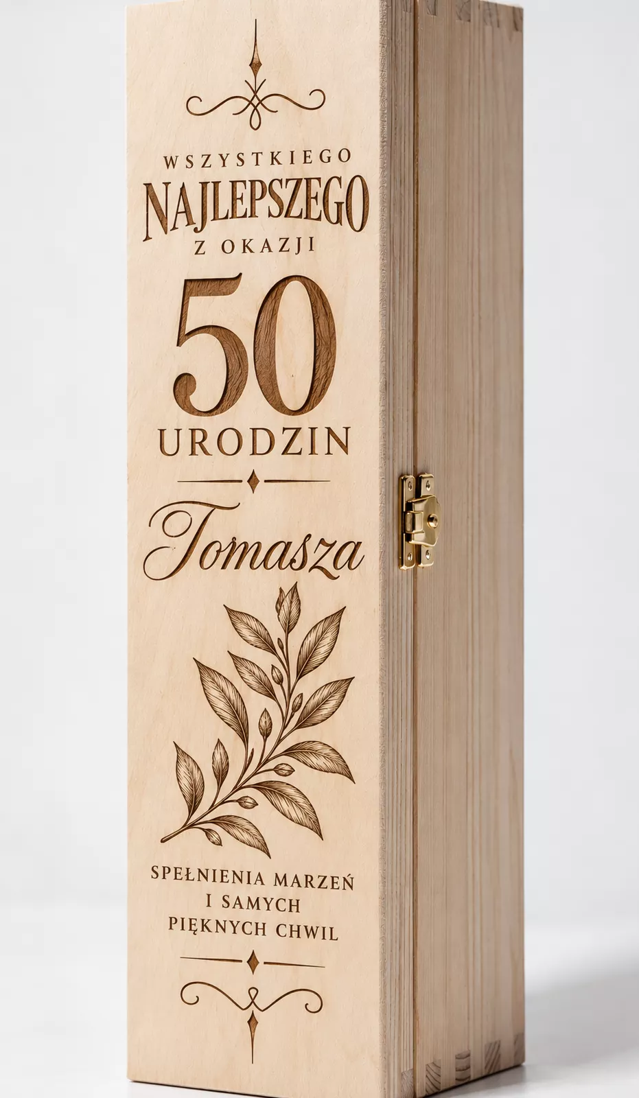 Drewniana skrzynka pudełko na alkohol na urodziny 18 20 30 40 50 60