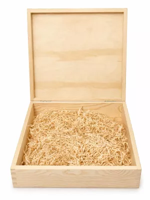 Drewniane pudełko ślubne z grawerem – personalizowane, 16 × 16 cm - W2