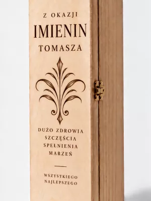 Drewniane pudełko na alkohol eleganckie imieniny grawer personalizacja