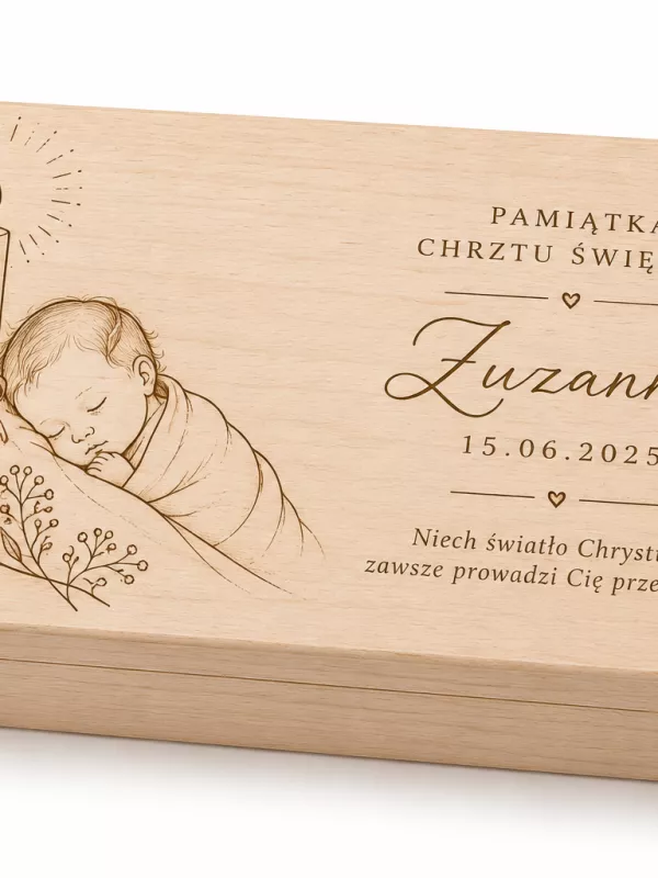 Produkt PUDEŁKO NA PIENIĄDZE prezent pamiątka CHRZEST grawer personalizacja 18 cm na 10 cm W5 Zdjęcie