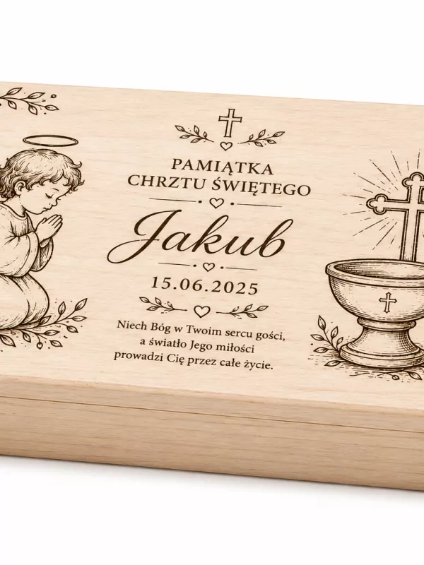 Produkt PUDEŁKO NA PIENIĄDZE prezent pamiątka CHRZEST grawer personalizacja 18 cm na 10 cm Zdjęcie