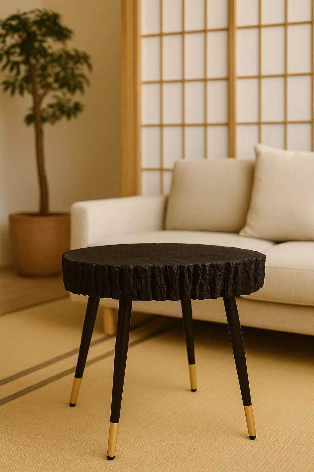 Stolik kawowy opalany Shou Sugi Ban