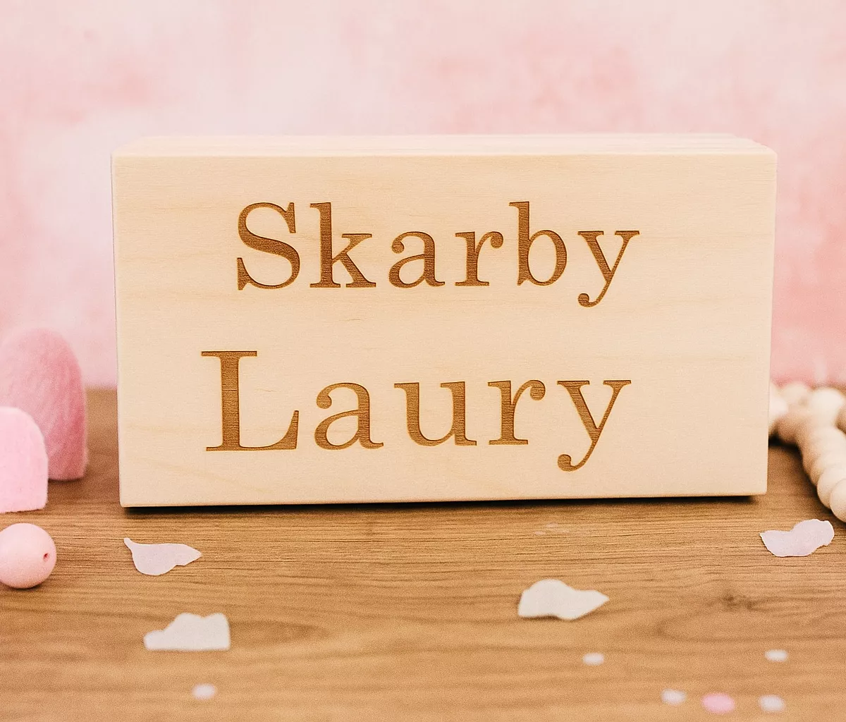 Drewniana szkatułka pudełko pod grawer dla dziewczynki Driftwood