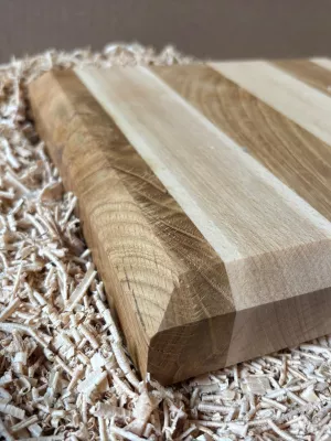 Deska do krojenia klejona z buku i dębu mała - Driftwood premium 4 twój tekst , grawer