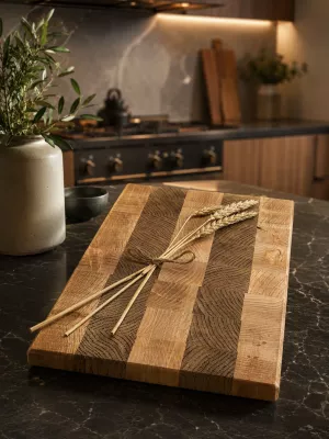 Deska do krojenia sztorcowa dębowo bukowa driftwood Pod grawer  personalizowana na prezent , na różne okazje premium