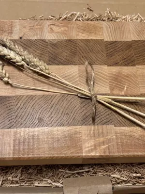 Deska do krojenia sztorcowa dębowo bukowa driftwood Pod grawer , personalizowana , prezent , premium