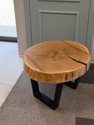 Stolik kawowy dębowy - plaster dębowy Driftwood
