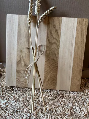 Deska do krojenia klejona z buku i dębu mała - Driftwood premium 2 grawer