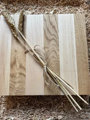 Deska do krojenia klejona z buku i dębu mała - Driftwood premium 2 grawer