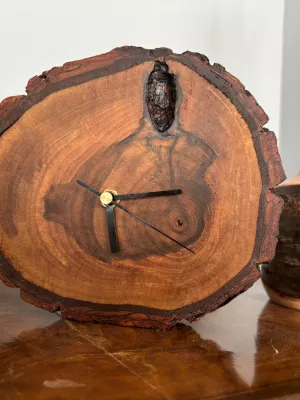 Zegar z plastra drewna orzecha Driftwood