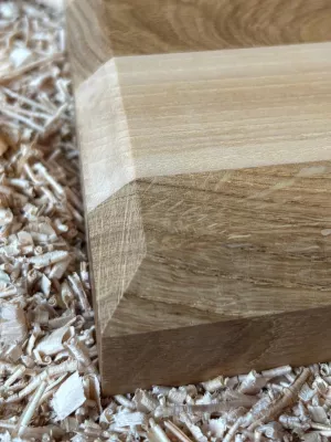 Deska do krojenia klejona z buku i dębu mała - Driftwood premium 2 grawer