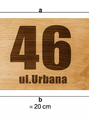Tablica dębowa z adresem grawerowana