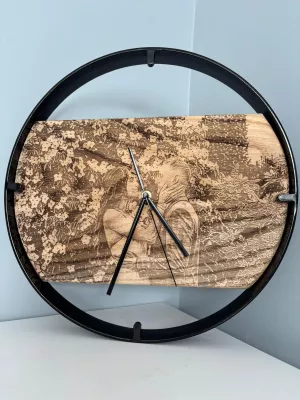 Drewniany zegar ścienny w metalowej ramie Driftwood nr 5