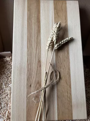 Deska do krojenia klejona z buku i dębu - Driftwood premium pod grawer