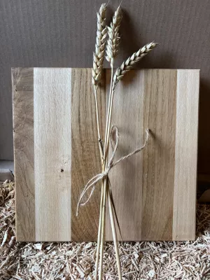 Deska do krojenia klejona z buku i dębu mała - Driftwood premium 4 twój tekst , grawer
