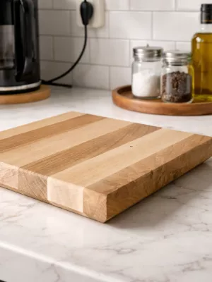 Deska do krojenia klejona z buku i dębu mała - Driftwood premium 4 twój tekst , grawer